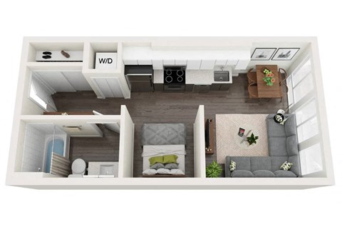 Floor plan for studio, 1 bath, 414 sqft